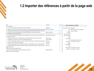 19
1.2 Importer des références à partir de la page web
 