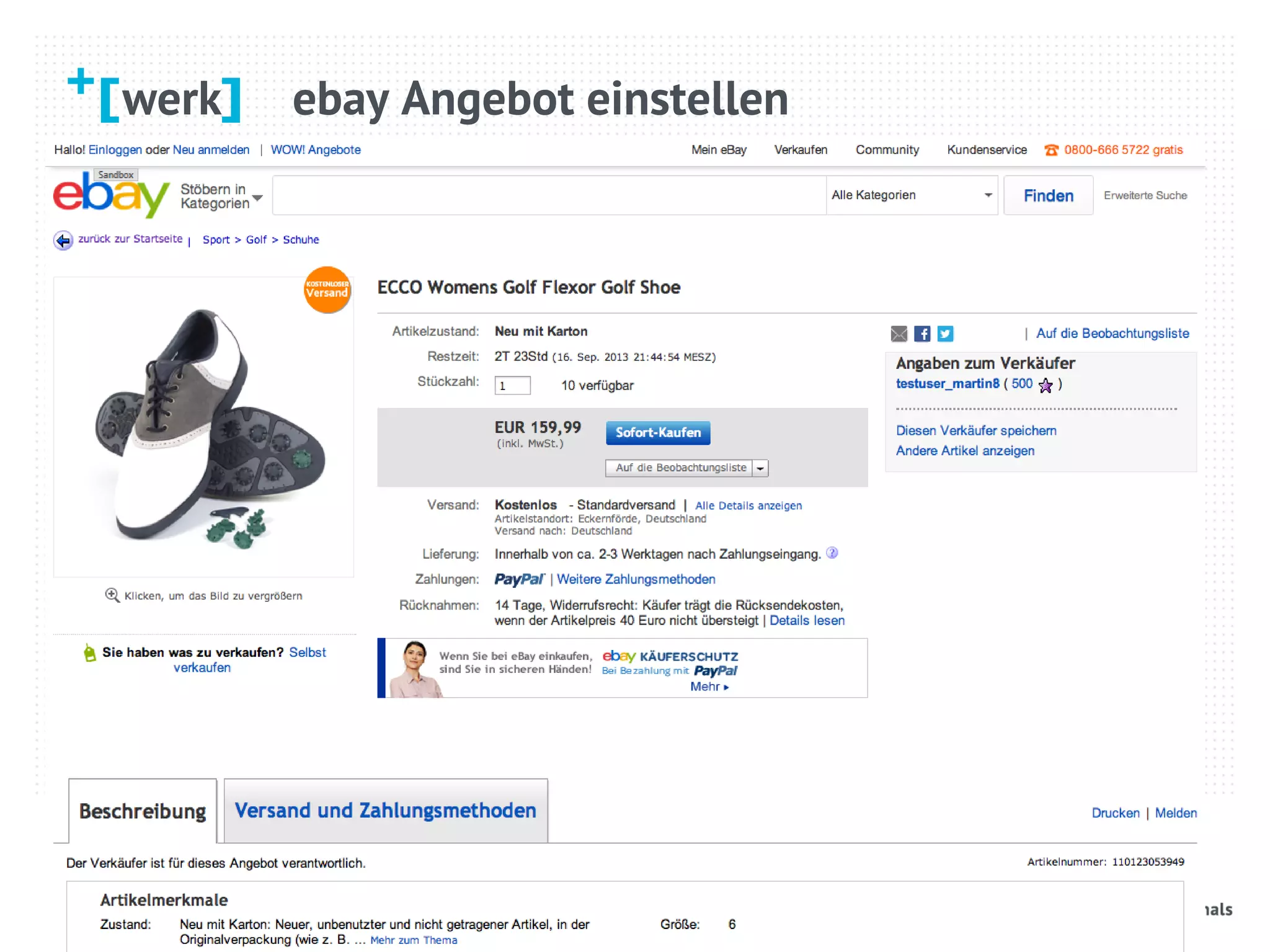 werk ebay Angebot einstellen
 