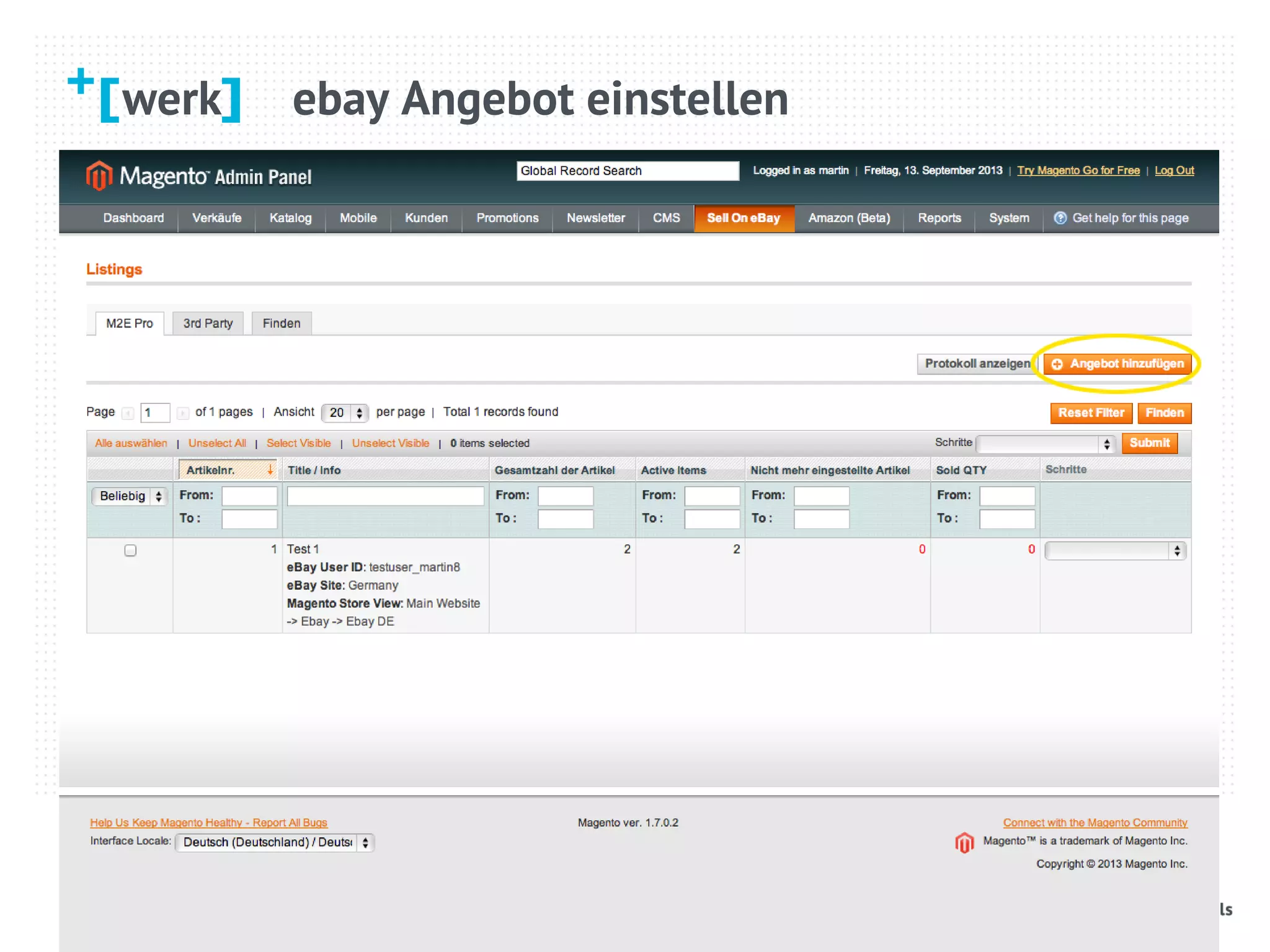 werk ebay Angebot einstellen
 