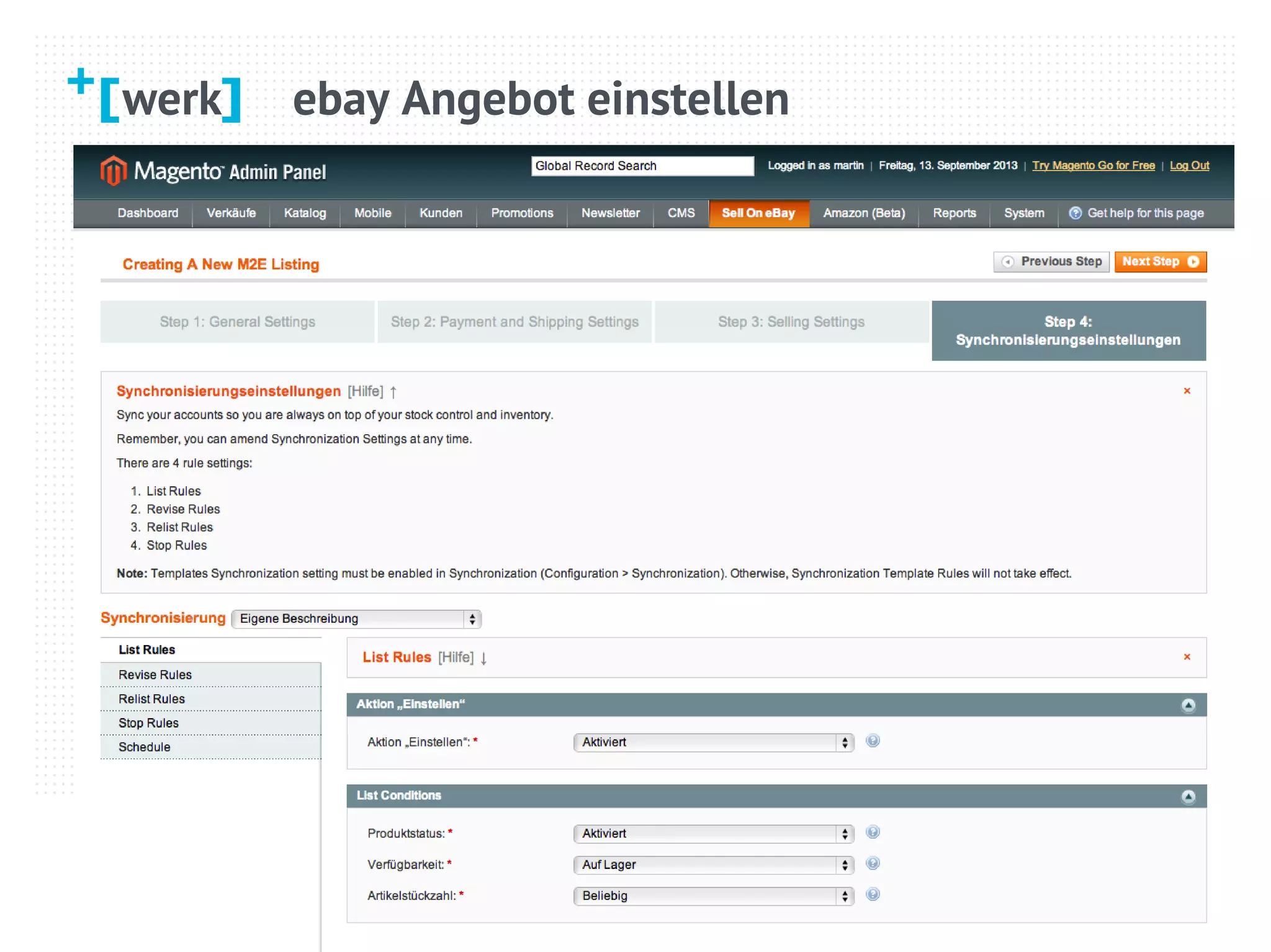 werk ebay Angebot einstellen
 