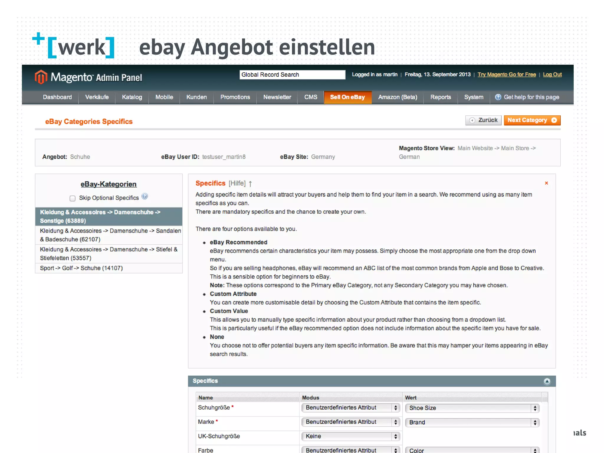 werk ebay Angebot einstellen
 