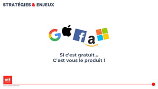 STRATÉGIES & ENJEUX
18
Si c’est gratuit…
C’est vous le produit !
www.m2iformation.fr
 