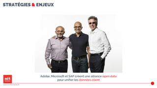 STRATÉGIES & ENJEUX
31
www.m2iformation.fr
Adobe, Microsoft et SAP créent une alliance open data
pour unifier les données client
 