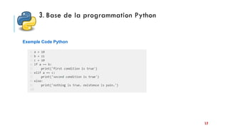 3. Base de la programmation Python
17
Exemple Code Python
 