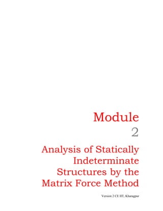 Module
                2
Analysis of Statically
      Indeterminate
  Structures by the
Matrix Force Method
             Version 2 CE IIT, Kharagpur
 
