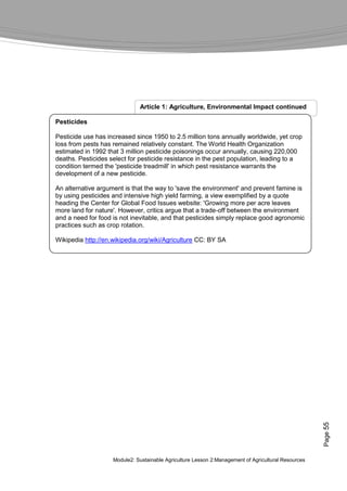 Farmer's Agribusiness Training Course: Module 2 - Sustainable