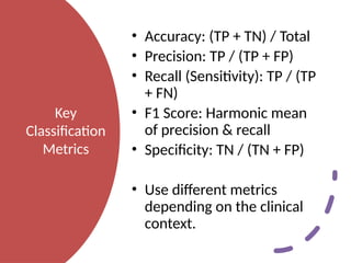 Evaluation measures for healthcare applications. | PPTX