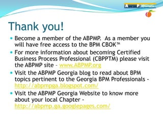 Georgia
                                                   Hom e of the Peach Process!




Thank you!
 Become a member of...