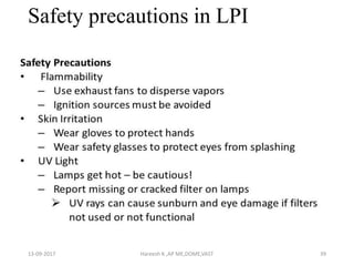 Safety precautions in LPI
13-09-2017 Hareesh K ,AP ME,DOME,VAST 39
 