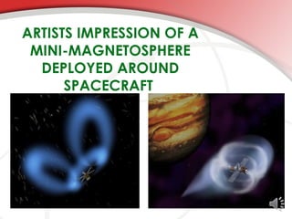 ARTISTS IMPRESSION OF A
 MINI-MAGNETOSPHERE
  DEPLOYED AROUND
      SPACECRAFT
 