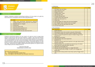 Modul Pendidikan Jarak Jauh Pendidikan Tinggi Kesehatan
Modul Pendidikan Jarak Jauh Jenjang Diploma 3 Program Studi Kebidanan
19
20
A. PERSIAPAN
NO KEGIATAN Ya Tidak
1 Persiapan Alat dan Bahan
2 Botol spesimen urine
3 Reagen Bennedict
4 Tabung reaksi 1 buah
5 Rak tabung reaksi
6 Penjepit tabung reaksi
7 Lampu spiritus dan korek api
8 Gelas ukur atau spuit 5 cc
9 Pipet tetes
10 Sarung tangan DTT dalam bak instrumen Bengkok
11 Air mengalir, sabun, handuk untuk cuci tangan
12 Buku KIA, kartu ibu atau status ibu hamil
13 Larutan klorin 0,5%
B. PELAKSANAAN
NO KEGIATAN Ya Tidak
SIKAP PERLAKU
1 Menjelaskan tujuan dan prosedur yang akan dilaksanakan
2 Komunikasi dengan ibu/ pasien selama melakukan tindakan
3 Mencuci tangan sesudah dan sebelum tindakan dengan teknik
yang benar
4 Menjaga privasi pasien
5 Menempatkan alat secara ergonomis
KONTEN / ISI
1 Memberi identitas pada botol spesimen urine agar tidak tertukar
dengan pasien lain.
2 Mempersilahkan ibu untuk BAK dan menampung urine dalam
botol spesimen yang telah diberi identitas.
3 Memakai sarung tangan DTT
4 Mengisi tabung reaksi dengan 5 cc reagen Bennedict
5 Tetesi tabung tersebut dengan 5-8 tetes urine menggunakan
pipet tetes.
6 Memanaskan tabung reaksi di atas lampu spiritus hingga mendi-
dih.
Sebelum melakukan praktikum pemeriksaan glukosa urin dan protein urin pada ibu
hamil Anda harus menyiapkan alat dan bahan yang dibutuhkan :
No Alat
1. Meja untuk pemeriksaan laboratorium sederhana
dengan pengaturan posisi yang aman untuk pasien.
2. Wastafel atau air mengalir.
3. Handscoen.
4. Larutan chlorin 0,5%.
5. Set pemeriksaan glukosa urin.
6. Set pemeriksaan protein urin.
7. Buku KIA, kartu ibu atau status ibu hamil
Praktikum pemeriksaan glukosa urin dan protein urin pada ibu hamil ini dapat Anda
lakukan di laboratorium skill saat Anda praktikum. Langkah awal yang Anda lakukan
adalah; mempersiapkan alat dan bahan untuk pemeriksaan glukosa urin dan protein
urin, mempersilahkan ibu hamil untuk duduk dengan relaks di tempat yang disediakan,
kemudian jelaskan tujuan dan prosedur pemeriksaan. Pemeriksaan glukosa urin dan
protein urin secara sederhana dapat dilakukan oleh Bidan pada level pelayanan primer
atau dasar. Selanjutnya ikuti langkah-langkah pemeriksaan glukosa urin pada ibu hamil
sesuai dengan penuntun belajar berikut ini :
PENUNTUN BELAJAR
PEMERIKSAAN GLUKOSA URINE
Beri tanda cek (√) pada kolom :
Ya	 : Bila kegiatan dikerjakan dengan benar
Tidak 	: Bila kegiatan tidak dikerjakan atau dikerjakan tidak benar
Uraian
Materi
Alat dan Bahan
Langkah-langkah kegiatan
 