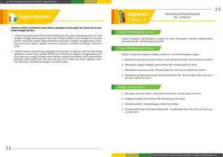 Modul Pendidikan Jarak Jauh Pendidikan Tinggi Kesehatan
Modul Pendidikan Jarak Jauh Jenjang Diploma 3 Program Studi Kebidanan
33
34
Setelah mengikuti pembelajaran praktik ini, Anda diharapkan mampu melaksanakan
pemeriksaan Mc. Donald pada ibu hamil.
Setelah melakukan kegiatan belajar praktikum ini Anda diharapkan dapat:
a.	 Melakukan persiapan alat dan bahan untuk pemeriksaan Mc. Donald pada ibu hamil.
b.	 Melakukan langkah-langkah pemeriksaan Mc. Donald pada ibu hamil.
c.	 Melakukan pemeriksaan Mc. Donald pada ibu hamil secara efektif dan efisien.
d.	 Melakukan pendokumentasian hasil pemeriksaan Mc. Donald pada buku KIA, kartu
ibu atau status ibu hamil.
a.	 Persiapan alat dan bahan untuk pemeriksaan Mc. Donald pada ibu hamil.
b.	 Langkah-langkah pemeriksaan Mc.Donald pada ibu hamil.
c.	 Pemeriksaan Mc. Donald dengan efektif dan efisien.
d.	 Pendokumentasian hasil pemeriksaan Mc. Donald pada buku KIA, kartu ibu atau sta-
tus ibu hamil.
Lakukan latihan praktikum pemeriksaan golongan darah pada ibu hamil secara ber-
tahap sebagai berikut:
1.	 Latihan bersama teman Anda dalam kelompok kecil pada setting laboratorium skill
dengan menggunakan panduan penuntun belajar praktik, secara bergantian lakukan
praktik, kemudian teman Anda melakukan observasi dengan menggunakan instru-
men penuntun belajar. Apabila menemui kesulitan, mintalah bimbingan instruktur
Anda.
2.	 Lakukan latihan pemeriksaan golongan darah pada 5 orang ibu hamil di real setting
pelayanan primer lahan praktik (BPM atau Puskesmas), dengan menggunakan pan-
duan penuntun belajar praktik serta lakukan pendokumentasian hasil pemeriksaan
golongan darah pada buku KIA, kartu ibu atau form status ibu hamil. Apabila mene-
mui kesulitan, mintalah bimbingan instruktur Anda.
Tugas Mandiri
Tujuan Pembelajaran Umum
Tujuan Pembelajaran Khusus
Pokok - Pokok Materi
Kegiatan
Belajar 5
PRAKTIKUM PEMERIKSAAN
MC. DONALD
 