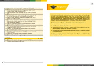 Modul Pendidikan Jarak Jauh Pendidikan Tinggi Kesehatan
Modul Pendidikan Jarak Jauh Jenjang Diploma 3 Program Studi Kebidanan
43
44
Selamat, Anda telah belajar melakukan pemberian imunisasi TT pada ibu hamil. Dengan
demikian Anda sebagai seorang calon bidan telah menguasai salah satu kompeten-
si dalam memberikan asuhan kebidanan pada ibu hamil, khususnya dalam rangkaian
penatalaksanaan asuhan, karena pemberian imunisasi TT merupakan salah satu rang-
kaian dari standar pelayanan kepada ibu hamil yang evidence. Hal-hal penting yang su-
dah Anda pelajari dalam kegiatan belajar praktikum ini adalah sebagai berikut :
Pemberian imunisasi TT pada ibu hamil meliputi tahap-tahap sebagai berikut :
a.	 Persiapan: alat, ruangan dan dokumentasi.
b.	 Pelaksanaan pemberian imunisasi TT meliputi teknik/content: aspek sikap dan per-
ilaku, dan langkah pelaksanaan pemberian imunisasi TT.
c.	 Evaluasi keseluruhan terhadap kegiatan pemberian imunisasi TT, meliputi: sistemati-
ka, efektif dan efisien.
d.	Melakukan pendokumentasian pemberian imunisasi TT pada buku KIA, kartu ibu
atau status ibu hamil.
10 Menentukan daerah penyuntikan pada 1/3 atas lengan atas.
11 Menghapus daerah penyuntikan menggunakan kapas air DTT
secara sirkulair dengan diameter ± 5 cm.
12 Mengangkat kulit sedikit dengan ibu jari dan jari telunjuk tangan
kiri
13 Menusukkan jarum ke bawah kulit dengan posisi jarum dan ku-
lit membentuk sudut ± 90º (injeksi secara intramuscular)
14 Menarik sedikit penghisap untuk aspirasi apakah jarum masuk
pembuluh darah atau tidak.
15 Memasukkan obat perlahan-lahan kedalam otot (apabila dalam
aspirasi tidak terdapat darah, bila ada darah cabut segera spuit
dan ganti dengan yang baru)
16 Menarik jarum setelah semua vaksin masuk dan tekan daerah
bekas suntikan dengan kapas/kassa.
17 Membereskan alat, buang alat suntik dan bekas vial / ampul obat
dengan benar pada safety box.
18 Mencuci sarung tangan dan melepas dalam larutan chlorin 0,5
%, merendam selama 10 menit.
19 Mengamati reaksi obat imunisasi beberapa menit (10-15 menit)
setelah tindakan.
20 Melakukan dokumentasi tindakan yang telah dilakukan.
21 Memberitahu jadwal kunjungan ulang
C. EVALUASI
NO KEGIATAN Ya Tidak
1 Melaksanakan tindakan dengan sistematis, efektif & efisien
2 Melaksanakan tindakan dengan baik
Rangkuman
 