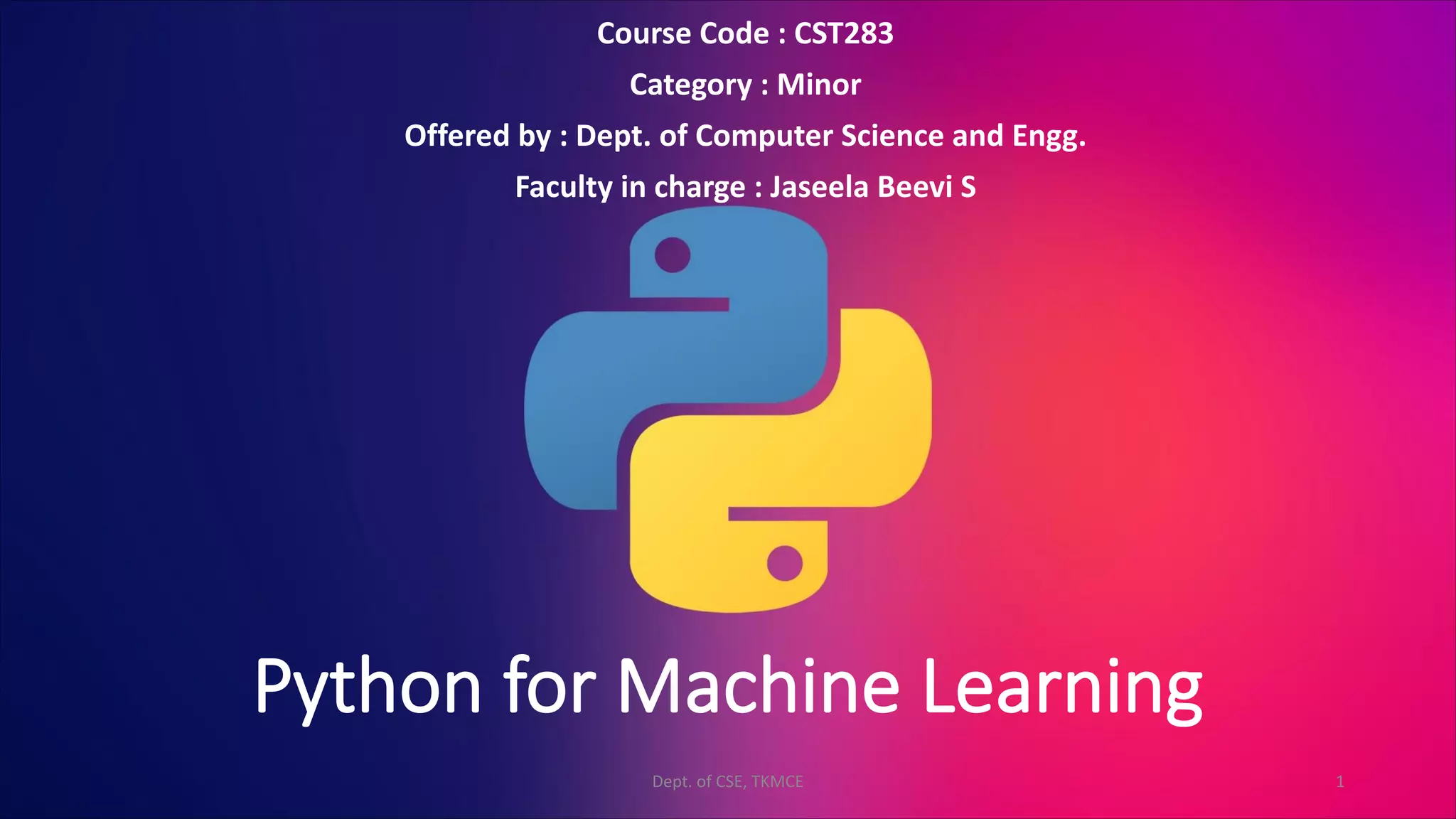Python for Machine Learning | PPT