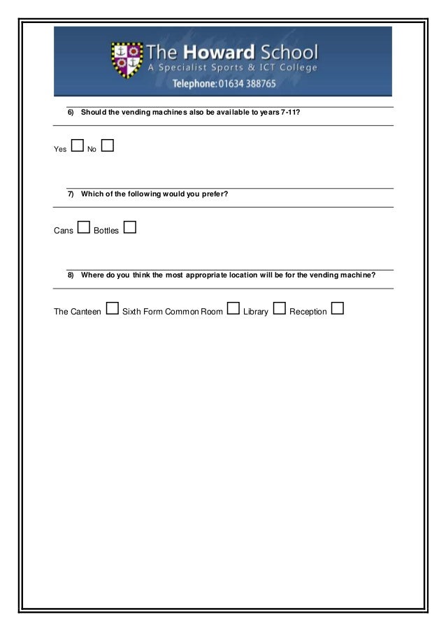Vending machine Questionnaire