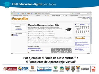 Por ejemplo: el “Aula de Clase Virtual” o
el “Ambiente de Aprendizaje Virtual”
 