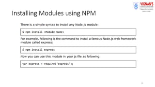 24
Installing Modules using NPM
 