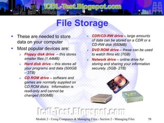 ICDL Module 2 - Using Computers & Managing Files (Windows XP ...