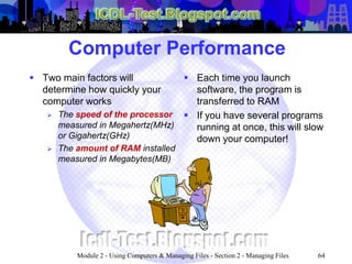 ICDL Module 2 - Using Computers & Managing Files (Windows XP ...