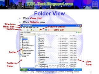 ICDL Module 2 - Using Computers & Managing Files (Windows XP ...
