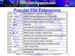 ICDL Module 2 - Using Computers & Managing Files (Windows XP ...