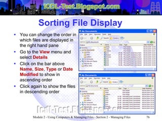 ICDL Module 2 - Using Computers & Managing Files (Windows XP ...