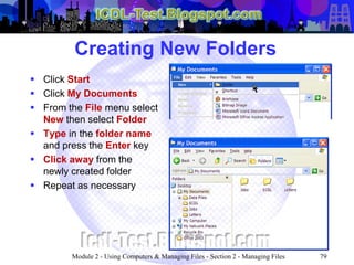 ICDL Module 2 - Using Computers & Managing Files (Windows XP ...