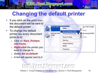 ICDL Module 2 - Using Computers & Managing Files (Windows XP ...