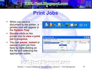 ICDL Module 2 - Using Computers & Managing Files (Windows XP ...