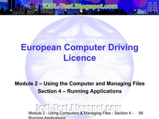 ICDL Module 2 - Using Computers & Managing Files (Windows XP ...