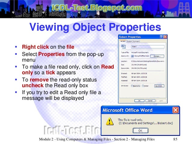 ecdl icdl module 2 using computers managing files windows xp