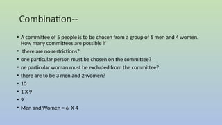 Combinations Commites Probability chapter notes and formulae with description | PPTX