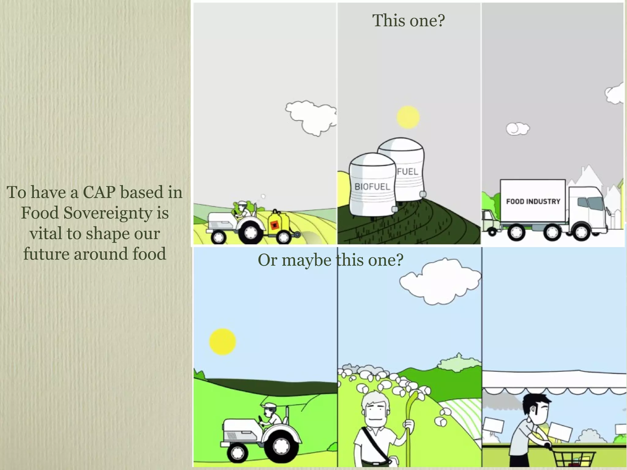 To have a CAP based in Food Sovereignty is vital to shape our future around food This one? Or maybe this one? 