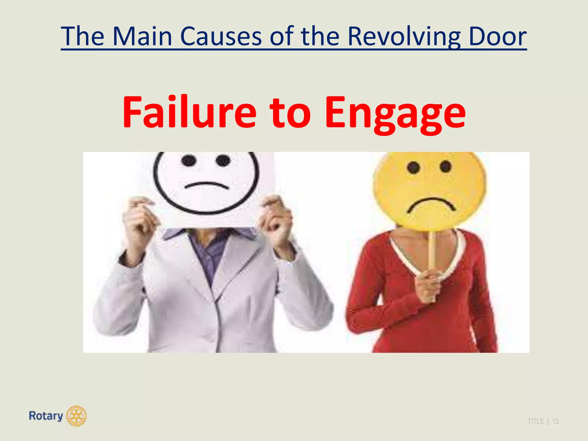 TITLE | 13
The Main Causes of the Revolving Door
Failure to Engage
 