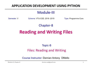 Python Programming ADP VTU CSE 18CS55 Module 3 Chapter 8 - B