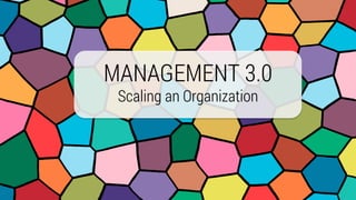 MANAGEMENT 3.0
Scaling an Organization
 
