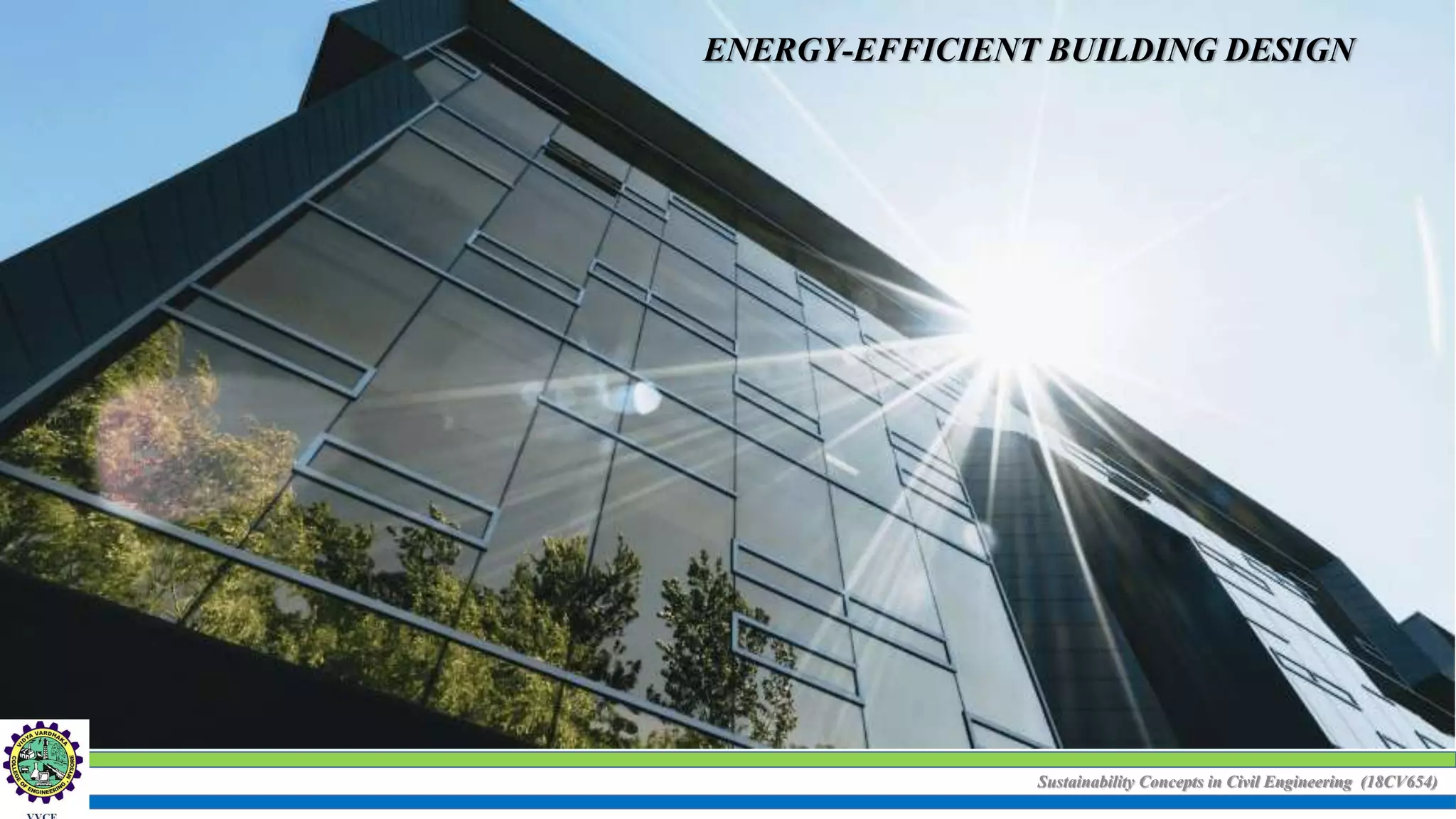 Sustainability Concepts in Civil Engineering (18CV654)
ENERGY-EFFICIENT BUILDING DESIGN
 