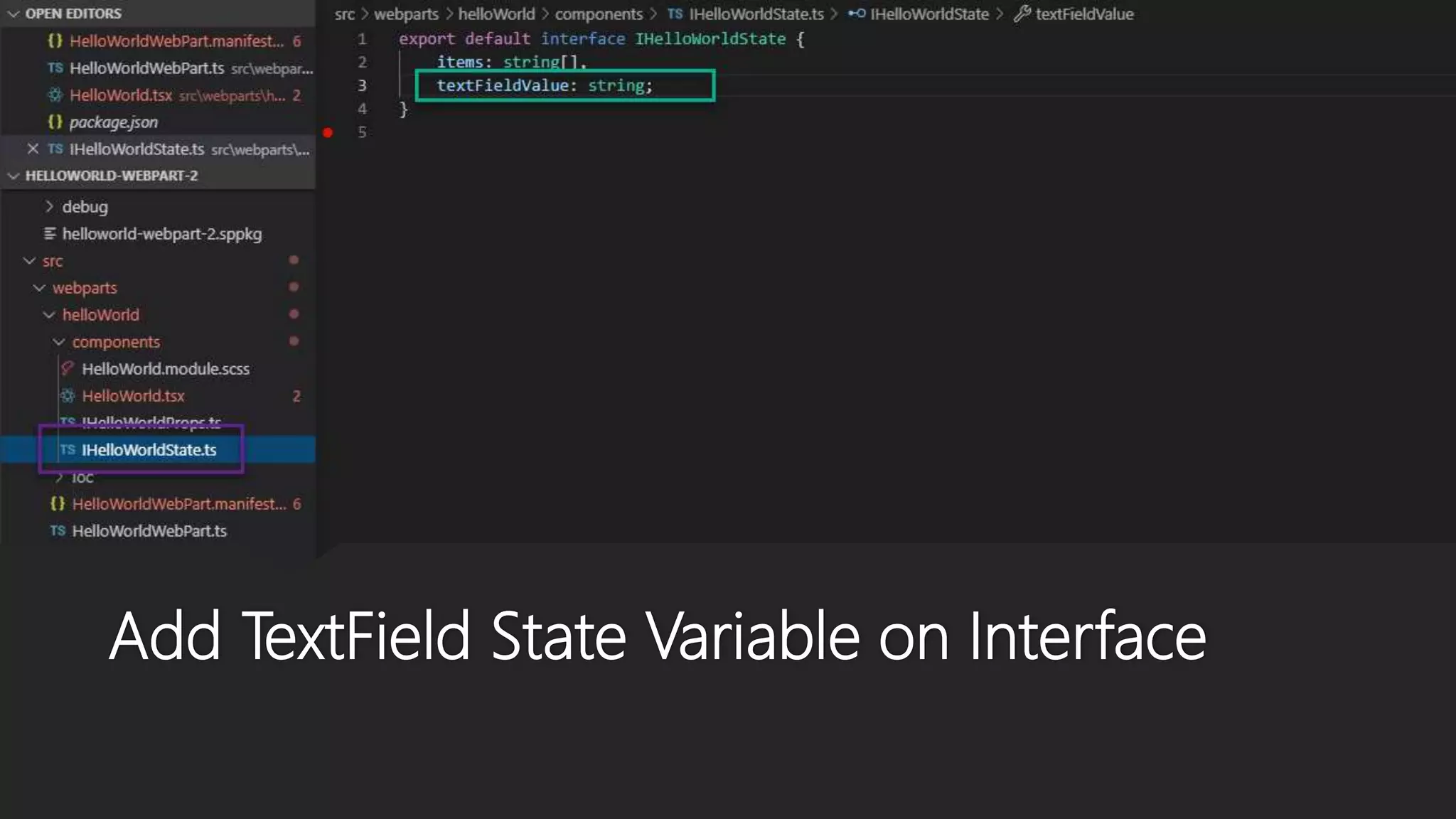 Add TextField State Variable on Interface
 