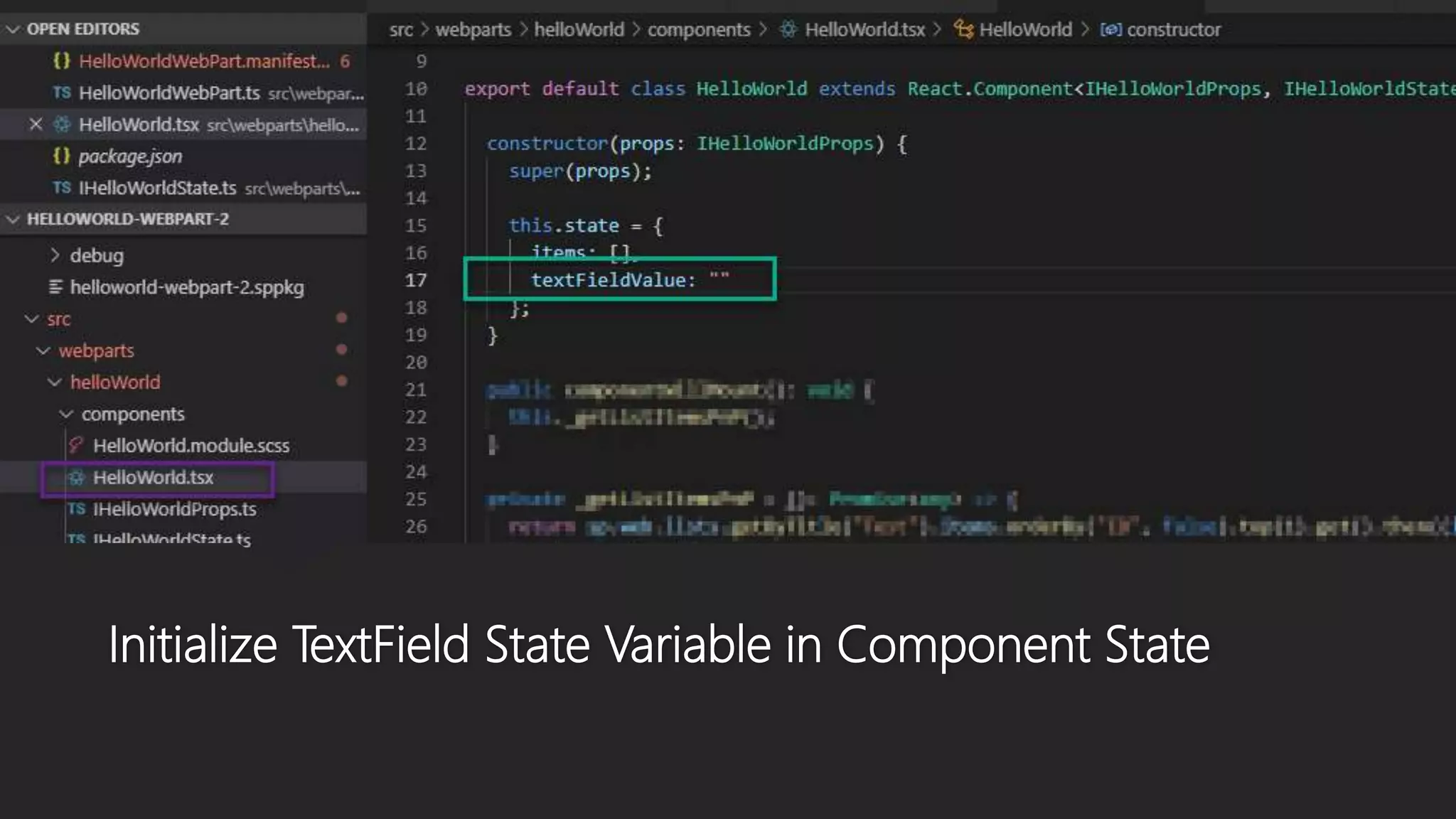 Initialize TextField State Variable in Component State
 