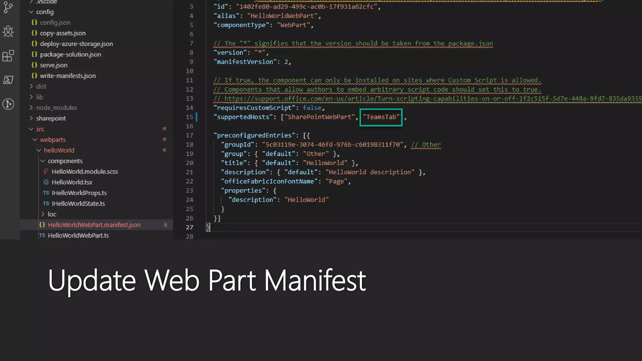 Update Web Part Manifest
 