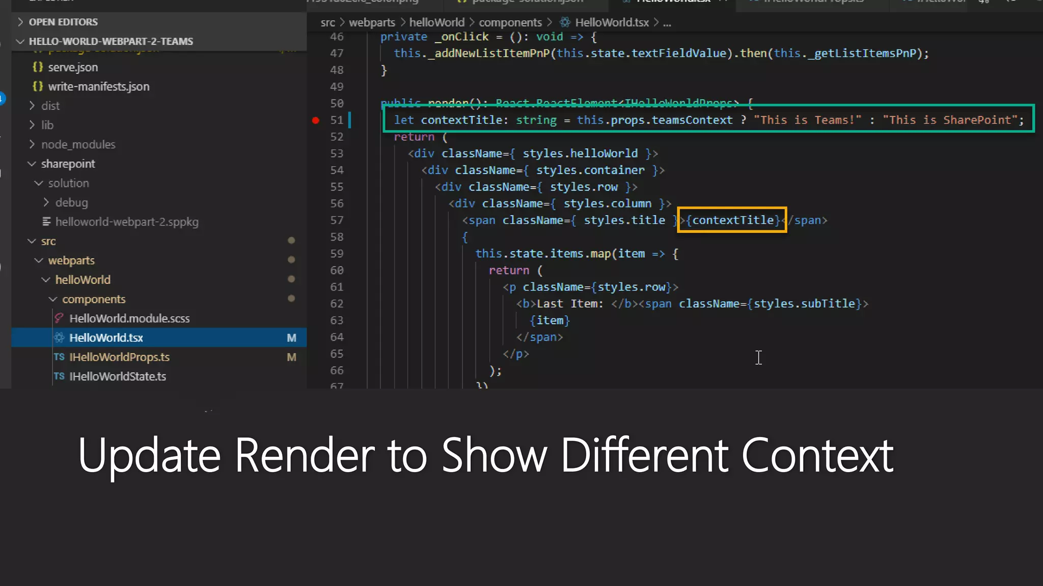 Update Render to Show Different Context
 