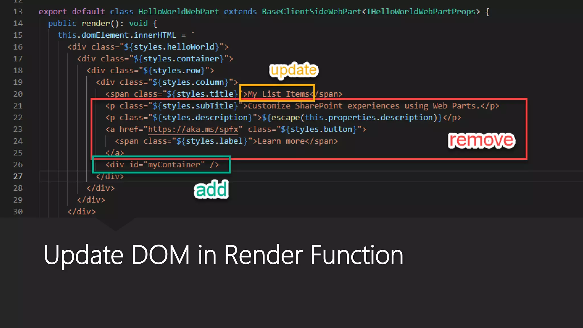 Update DOM in Render Function
 