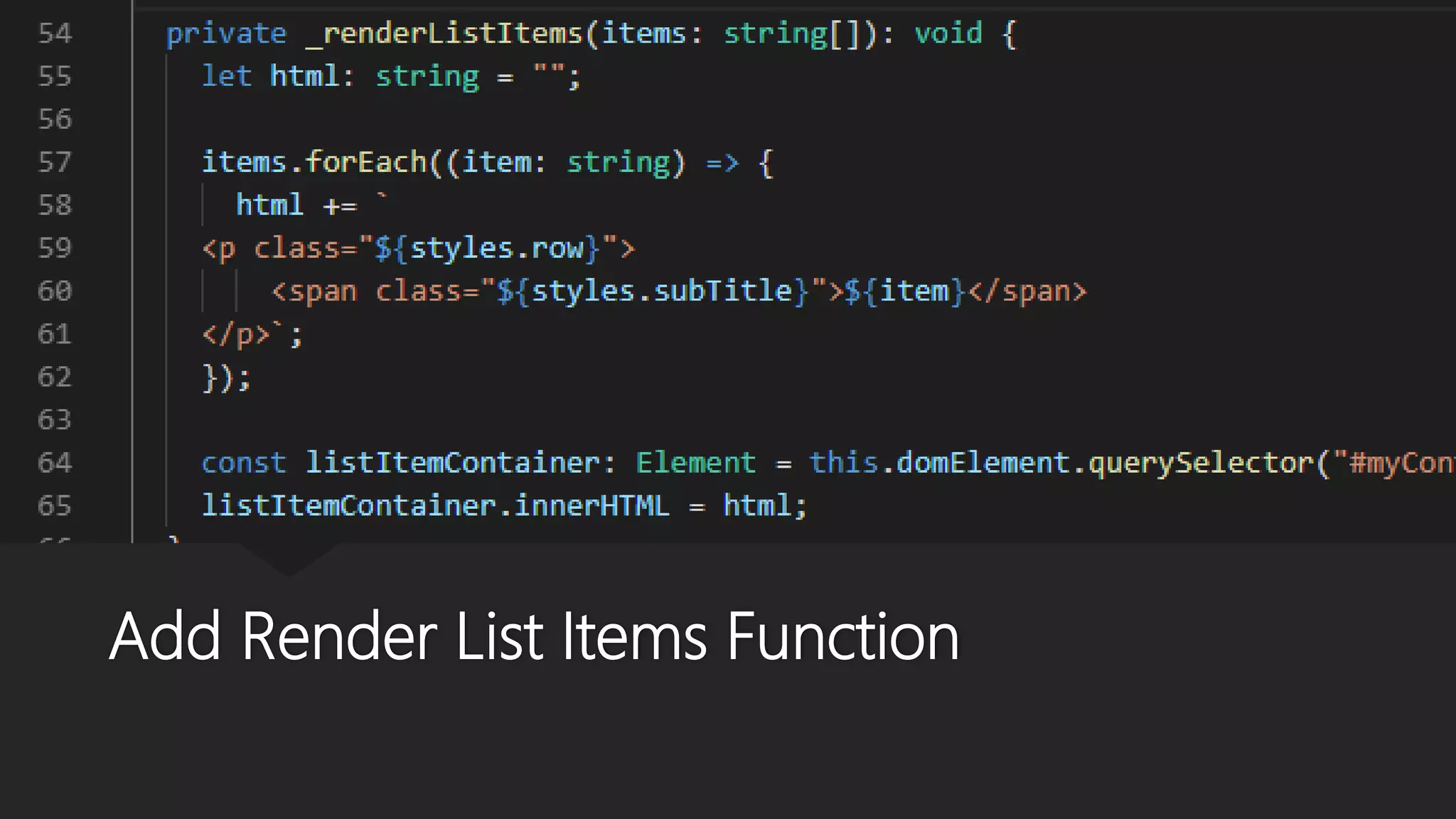 Add Render List Items Function
 