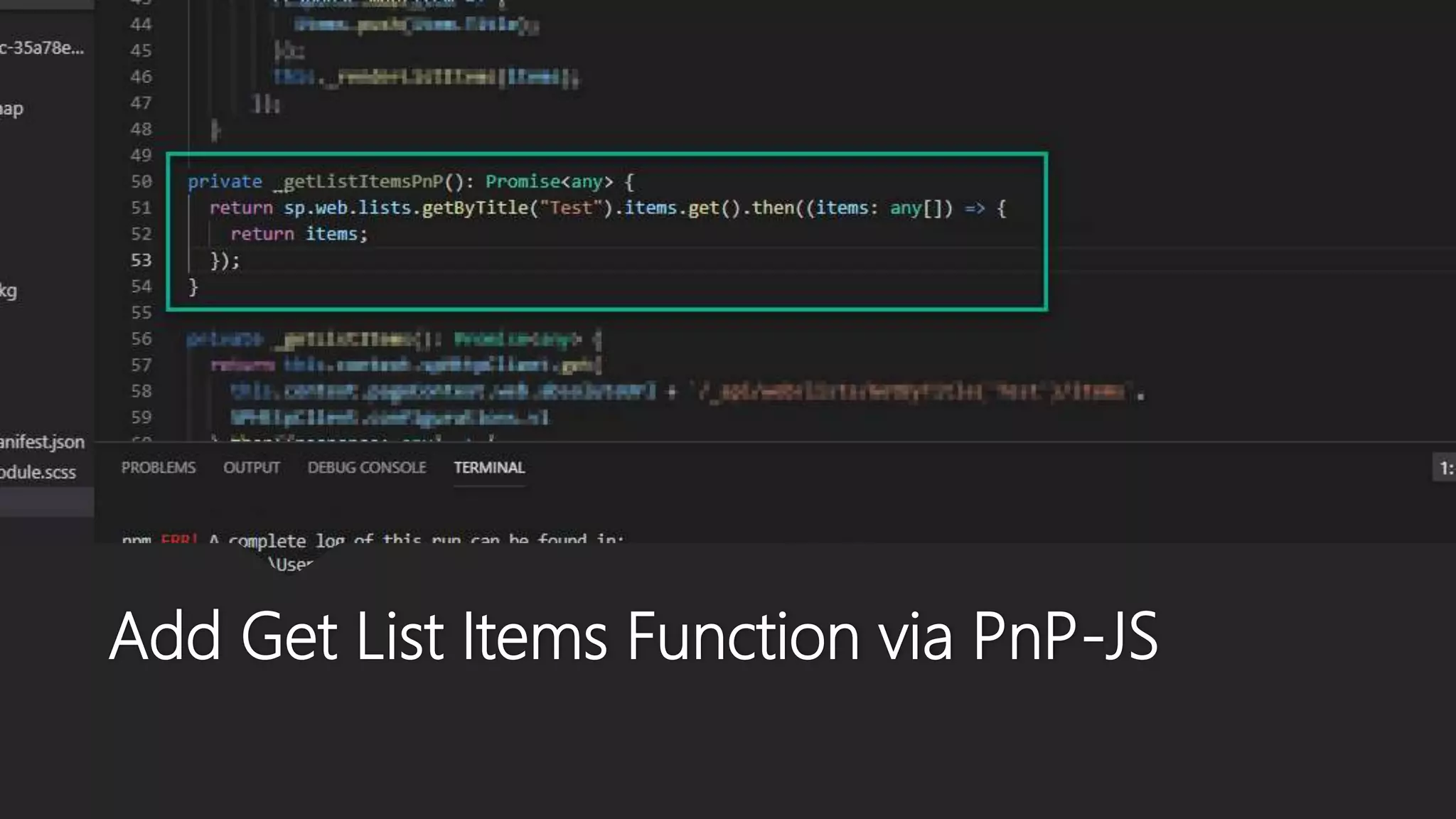 Add Get List Items Function via PnP-JS
 