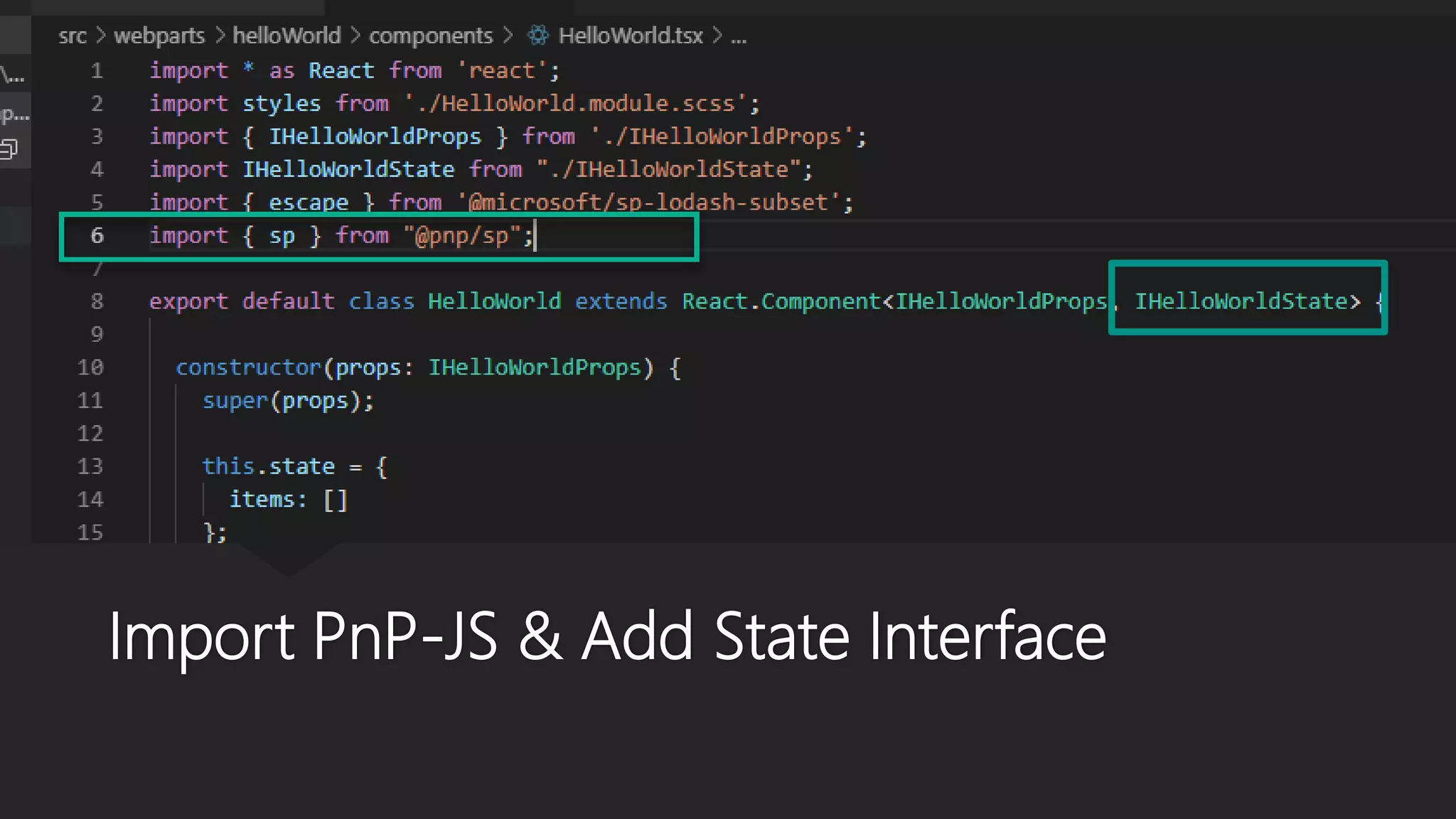 Import PnP-JS & Add State Interface
 