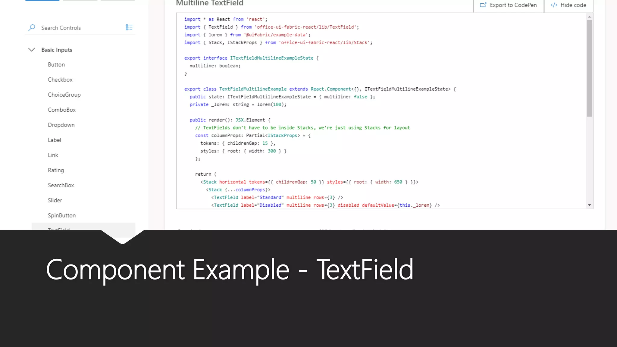 Component Example - TextField
 