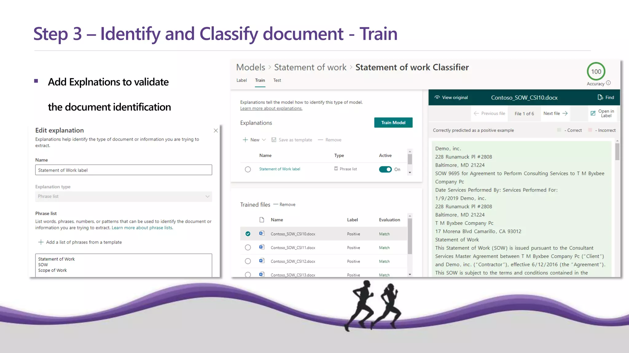  Add Explnations to validate
the document identification
Step 3 – Identify and Classify document - Train
 