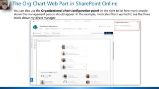The Org Chart Web Part in SharePoint Online
You can also use the Organizational chart configuration panel on the right to ...