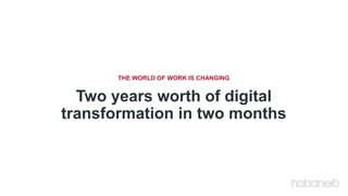 Two years worth of digital
transformation in two months
THE WORLD OF WORK IS CHANGING
 