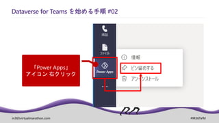 m365virtualmarathon.com #M365VM
Dataverse for Teams を始める手順 #02
 